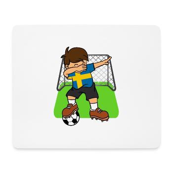 Sweden Soccer Ball Dabbing Kid Swedes Football - Mouse Pad (horizontal) - white - Front