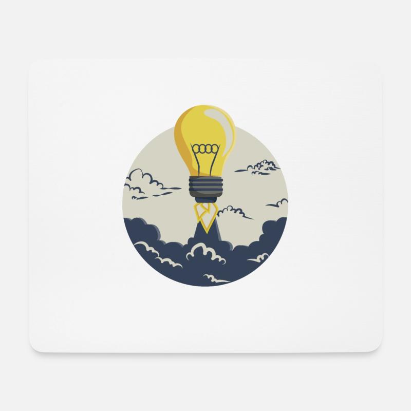 Glühbirne Rakete, für Entrepreneure und Startups - Mousepad (Querformat) - Weiß