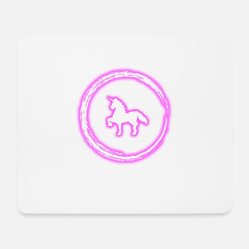 Glühen-Kreis-Rosa-Einhorn-Neon-glühender Effekt Retro - Mousepad (Querformat) - Weiß