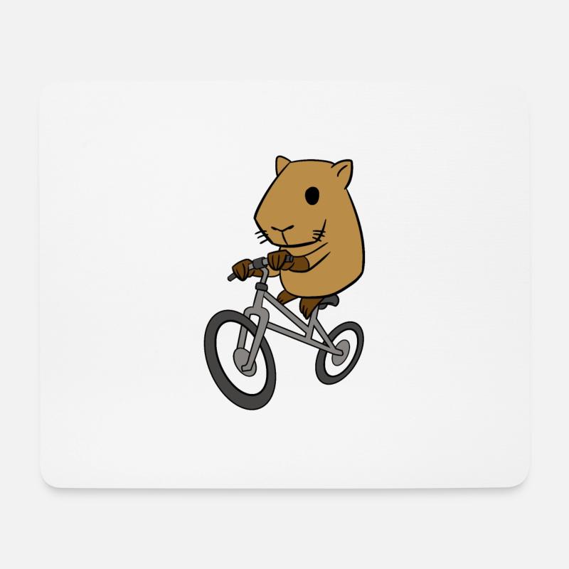Capybara Riding Bicycle Funny Rodent Animal - Mouse Pad (horizontal) - white