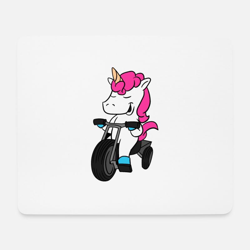 Einhorn-Reit-Dreirad-lustiges magisches Einhorn - Mousepad (Querformat) - Weiß