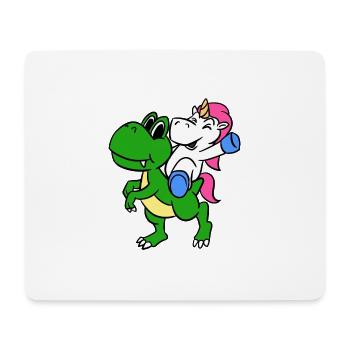 Unicorn Riding T-Rex Funny Magical Unicorn - Mouse Pad (horizontal) - white - Front