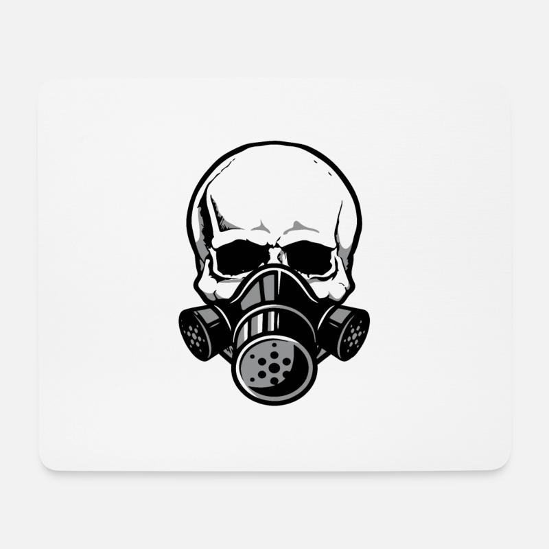 Totenschädel mit Gasmaske - Mousepad (Querformat) - Weiß