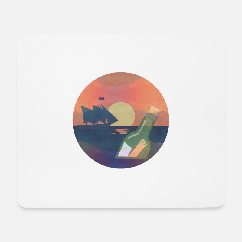 Flaschenpost / Segelboot / Segeln - Mousepad (Querformat) - Weiß