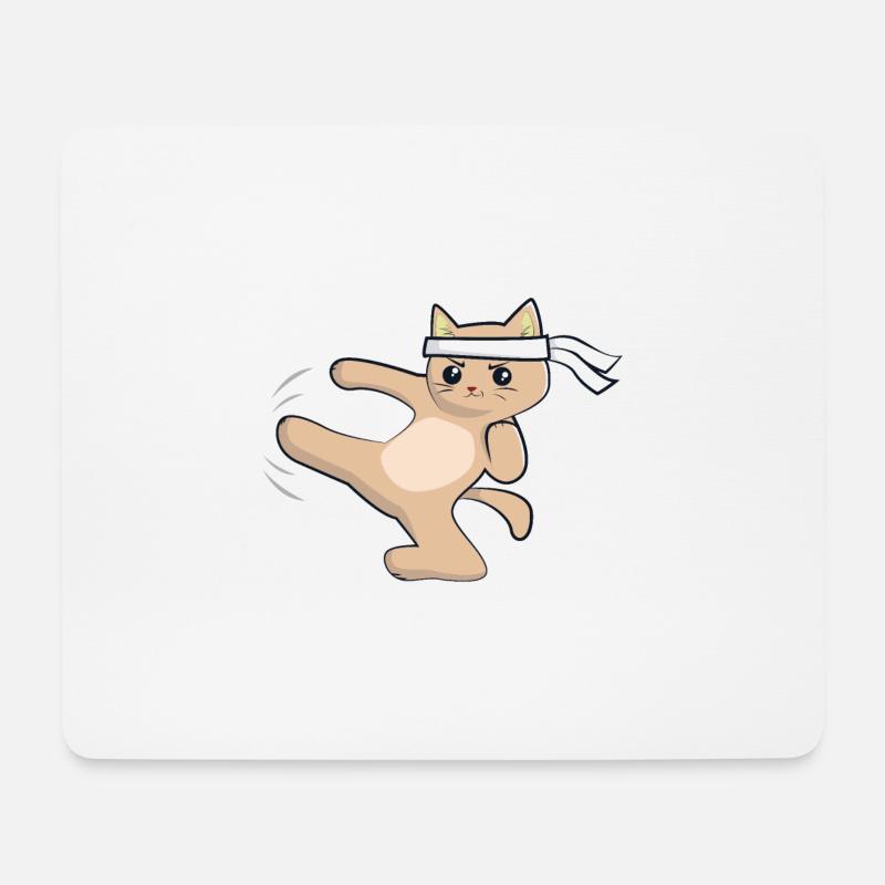 Karate Katze / Kampfkunst - Mousepad (Querformat) - Weiß