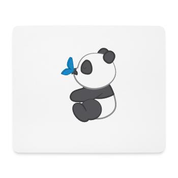 Panda - Panda T-Shirt - Pandamotiv - Schmetterling - Mousepad (Querformat) - Weiß - Vorne