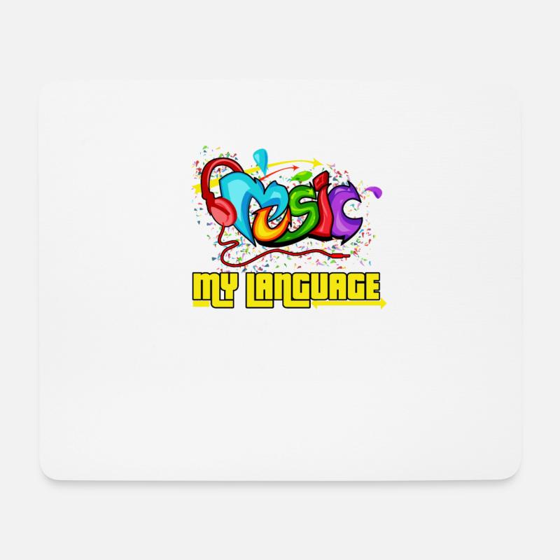 Musik ist meine Sprache Grafitti Geschenk - Mousepad (Querformat) - Weiß