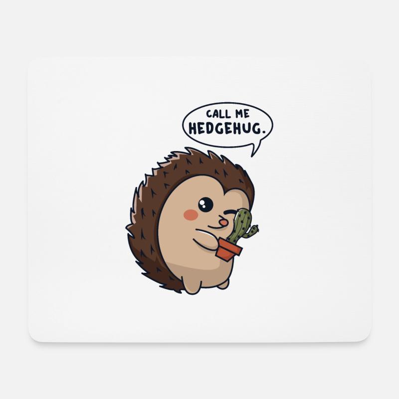 Hedgehog cuddles cactus - Mouse Pad (horizontal) - white