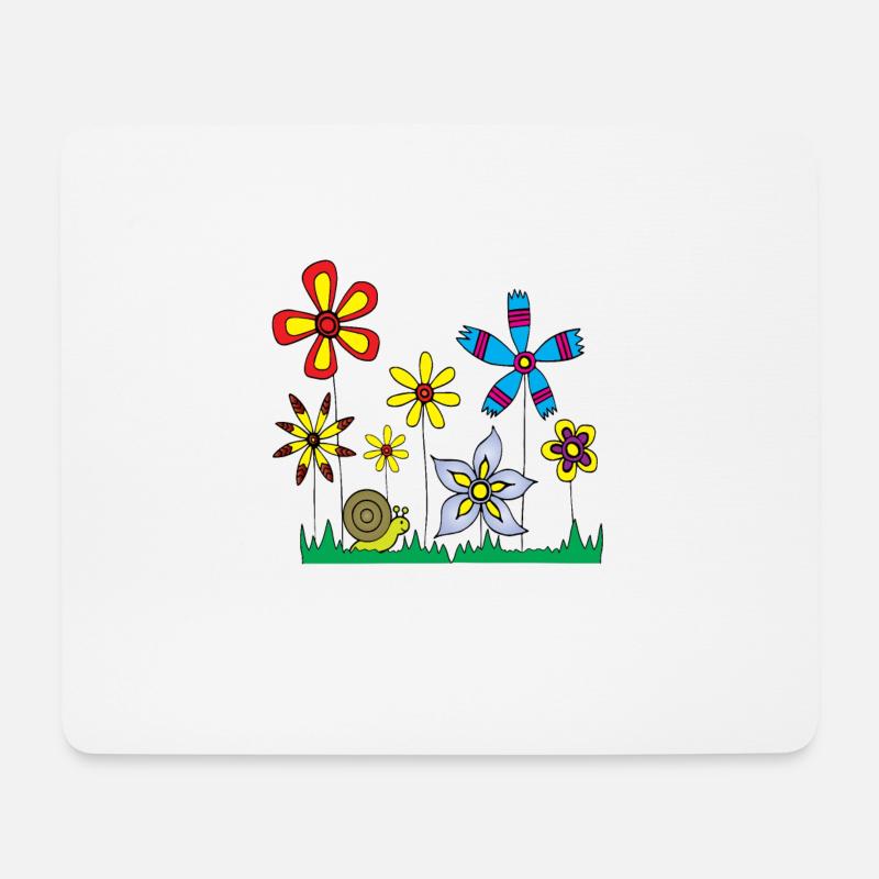 Schnecke auf Blumenwiese - Mousepad (Querformat) - Weiß