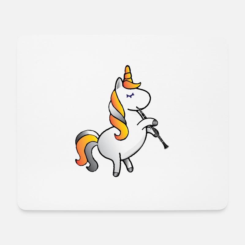 Einhorn spielt Klarinette Musik Geschenk - Mousepad (Querformat) - Weiß
