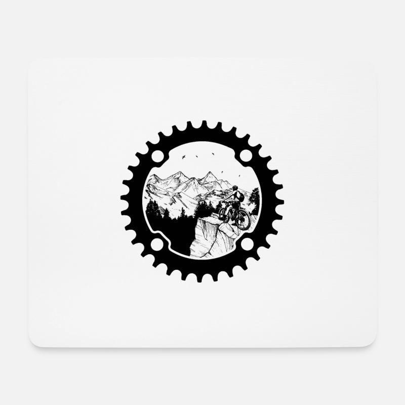 Biker im Kettenrad (heller Hintergrund) - Mousepad (Querformat) - Weiß