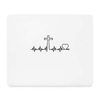 Battement de coeur d'une croix Don Jésus - Tapis de souris (format paysage) - blanc - Devant
