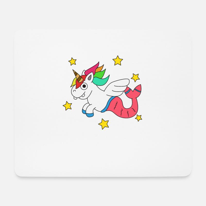 Netter u. Lustiger Einhorn-u. Meerjungfrau-T-Shirt Entwurf - Mousepad (Querformat) - Weiß