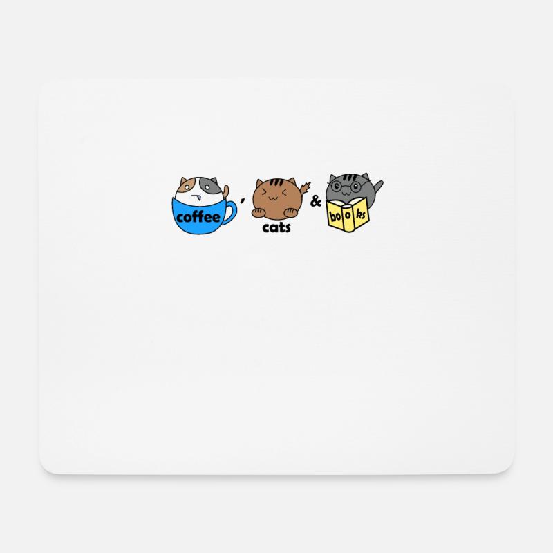coffee, cats & books | Kaffee, Katzen & Bücher - Mousepad (Querformat) - Weiß