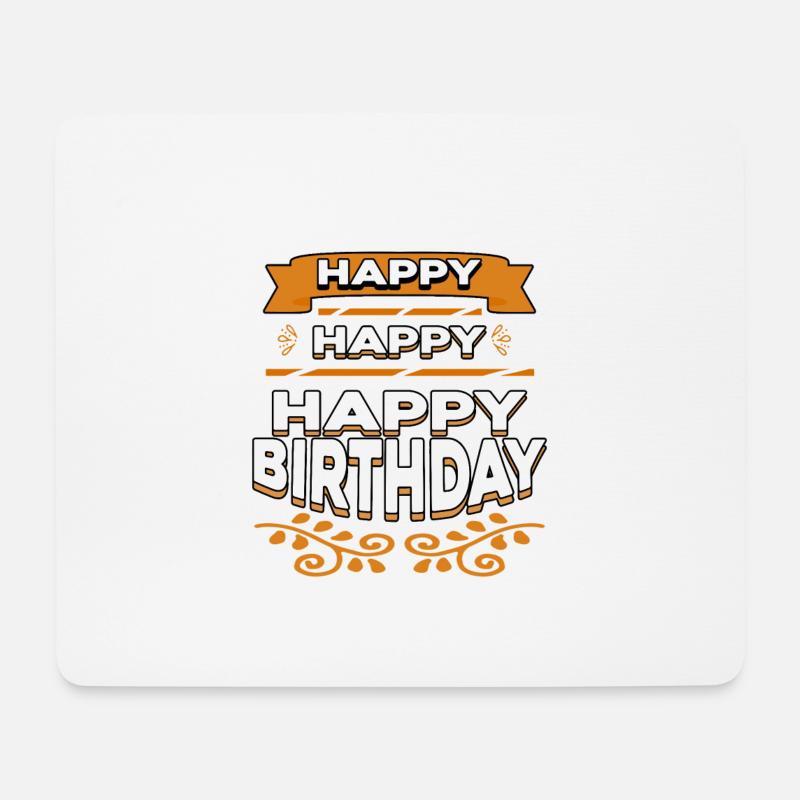 Happy Happy Happy Birthday - Mousepad (Querformat) - Weiß
