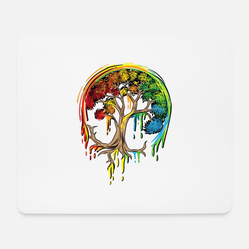 Buntes Baum-Leben ist wirklich gutes Baum-Kunst-Hemd - Mousepad (Querformat) - Weiß