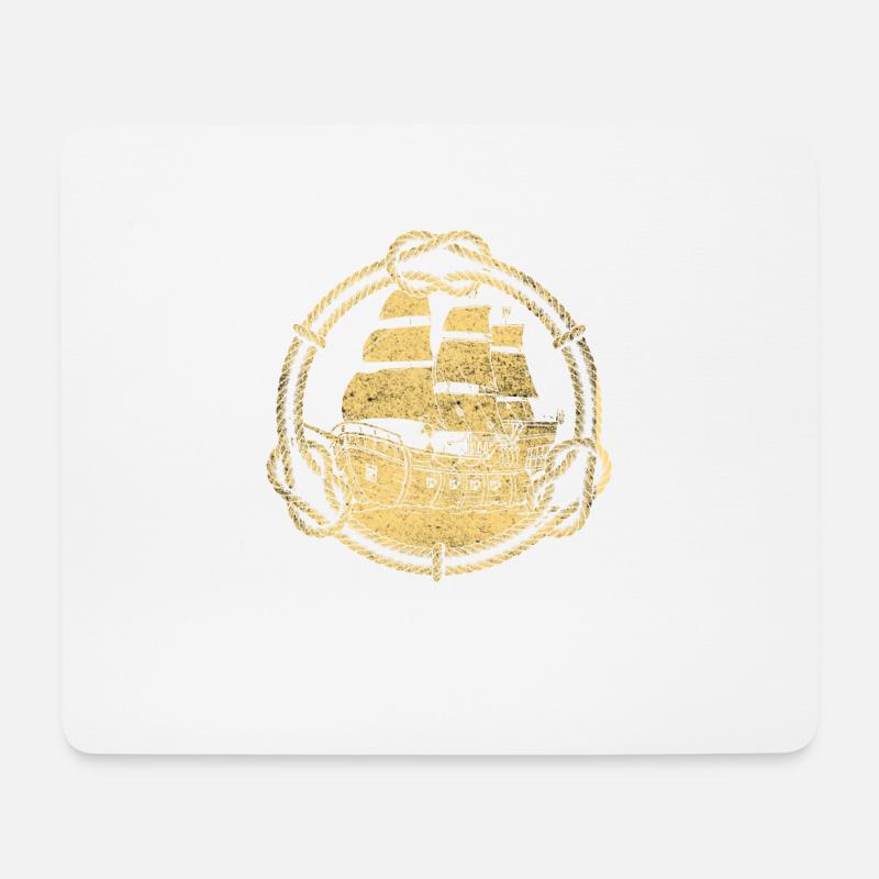Schiff Segelschiff Boot Pirat Piraterie Retro - Mousepad (Querformat) - Weiß