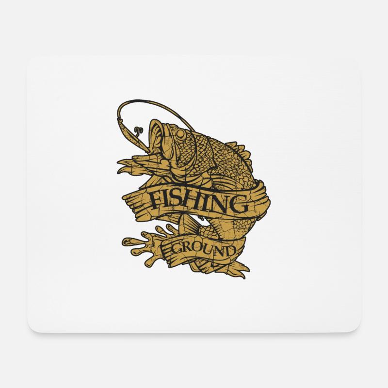 Angler Fischer Modern Fisch - Mousepad (Querformat) - Weiß