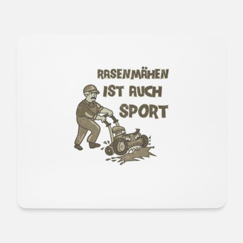 Rasen mähen ist auch Sport Gärtner Garten Geschenk - Mousepad (Querformat) - Weiß
