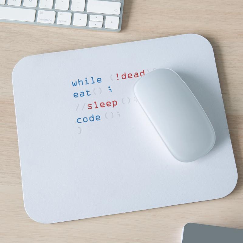 While Not Dead Eat Sleep Code Programmierer Hacker Mousepad (Querformat)