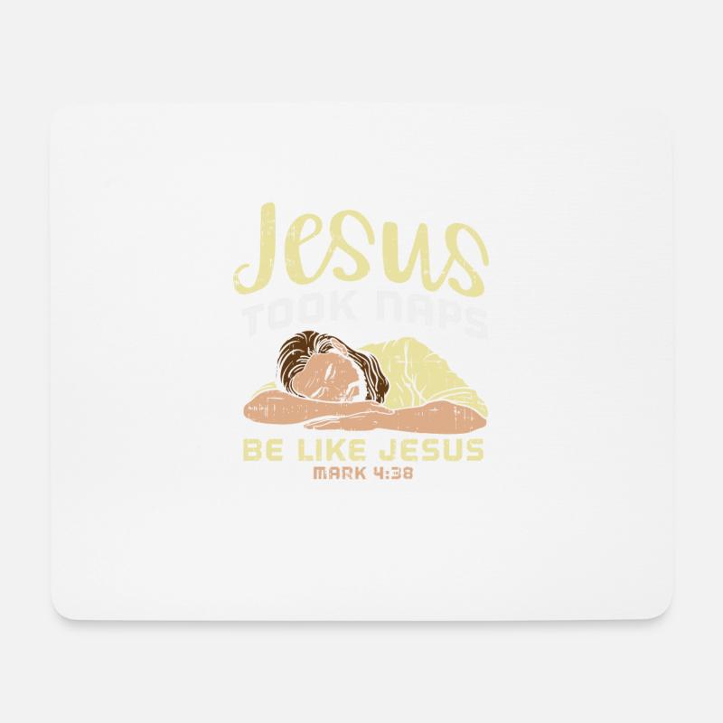 Lustiges Jesus macht auch ein Nickerchen Geschenk - Mousepad (Querformat) - Weiß
