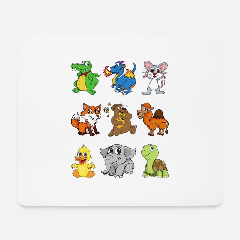 Krokodil Drache Maus Kamel Fuchs Bär Ente Elefant - Mousepad (Querformat) - Weiß