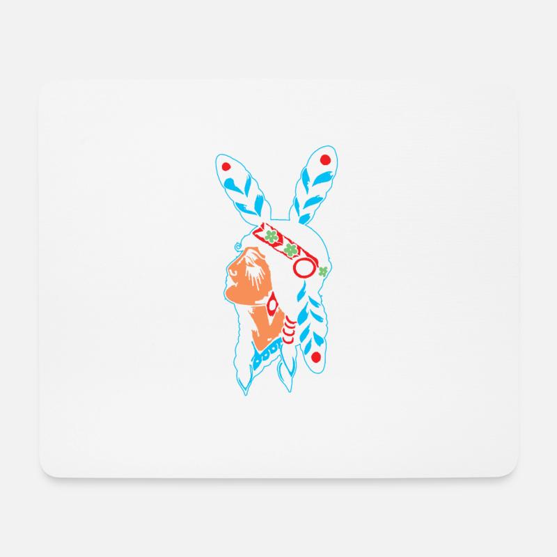 Indianer Ureinwohner Federschmuck Native Häuptling - Mousepad (Querformat) - Weiß
