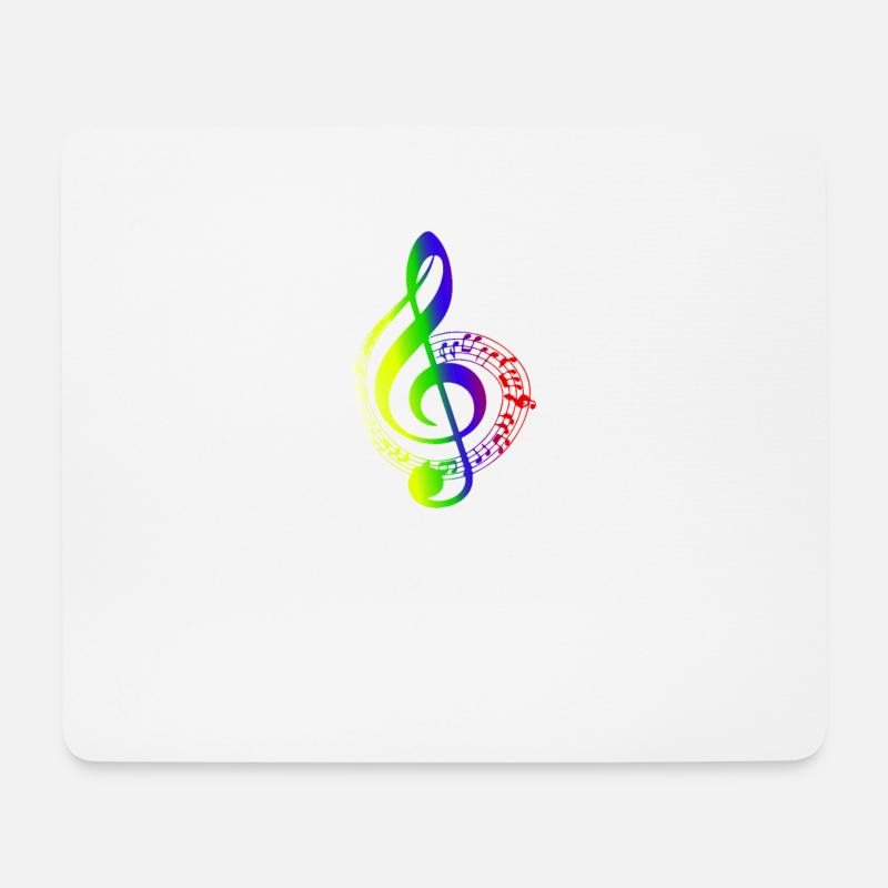 Bunter Notenschlüssel Musik Noten Musiker - Mousepad (Querformat) - Weiß
