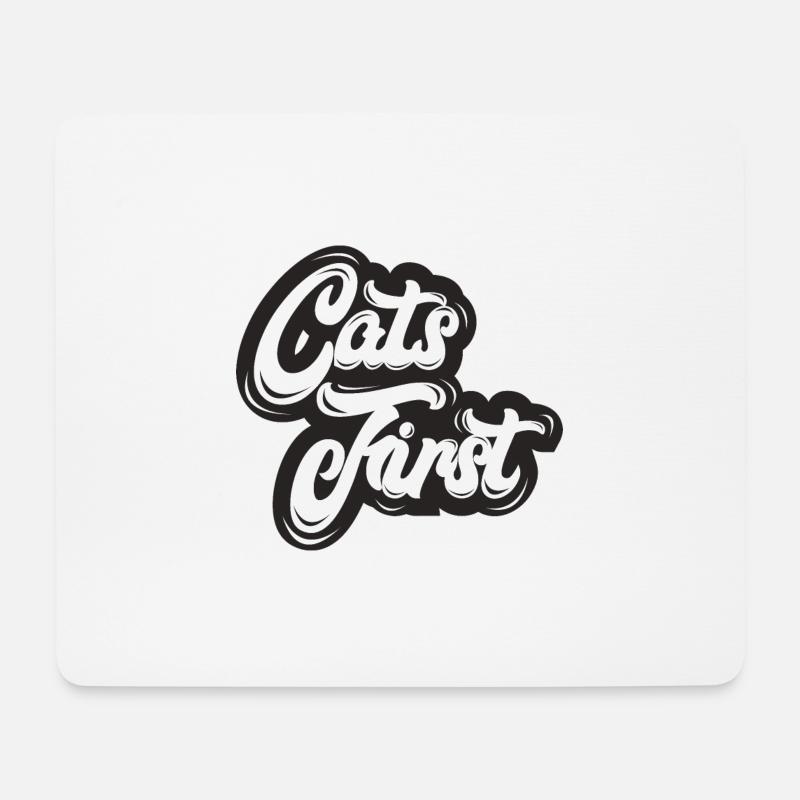 Cats First Katzen zuerst Schwarz Weiss - Mousepad (Querformat) - Weiß