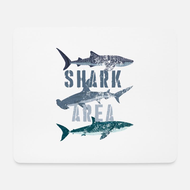 Shark Area - Walhai, Hammerhai, Weißer Hai - Mousepad (Querformat) - Weiß