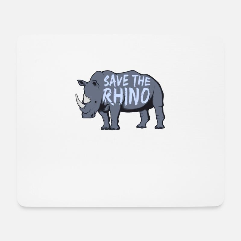 Nashorn Bedrohte Tierart - Mousepad (Querformat) - Weiß