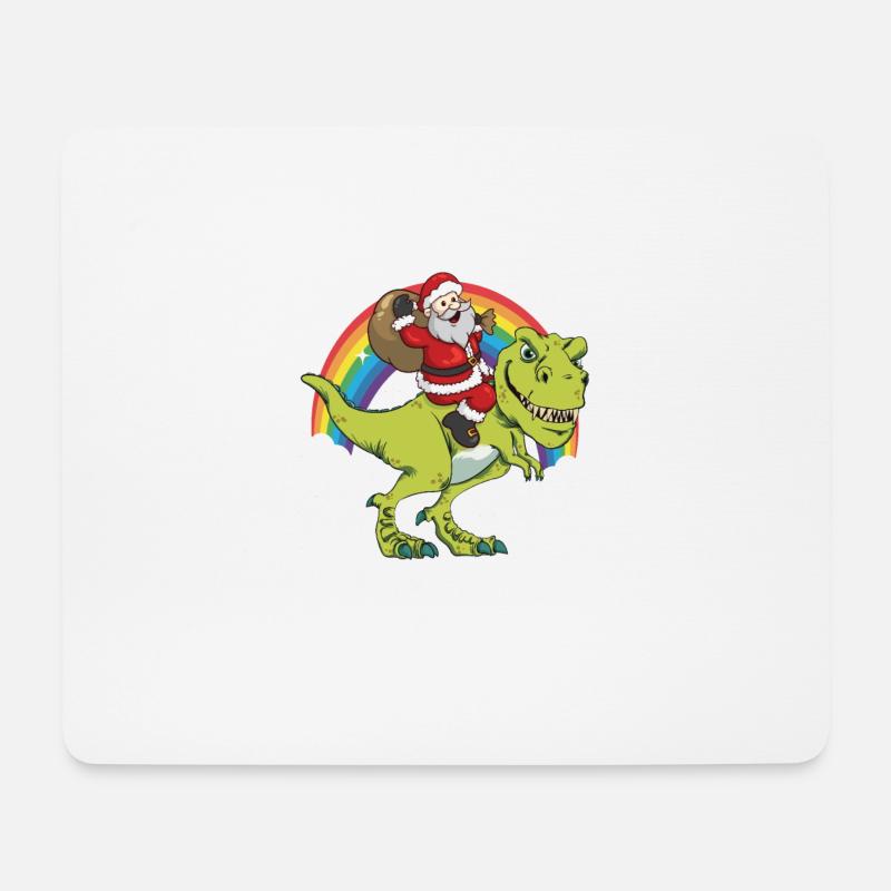 Weihnachtsmann Reitet Auf T-Rex Dinausaurier - Mousepad (Querformat) - Weiß