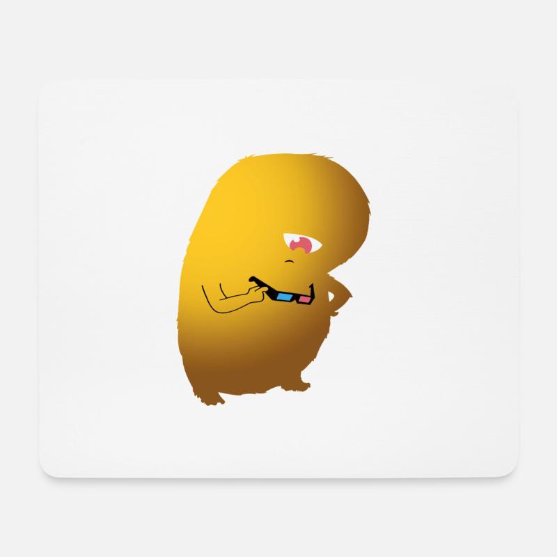 3D Brillen Monster - Mousepad (Querformat) - Weiß