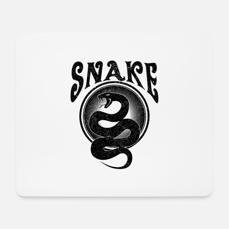 Snake Schlange Retro schwarz - Mousepad (Querformat) - Weiß