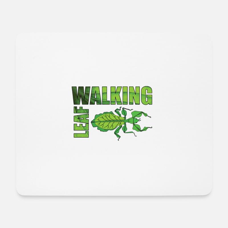 Wandelndes Blatt mit Schriftzug - Mousepad (Querformat) - Weiß