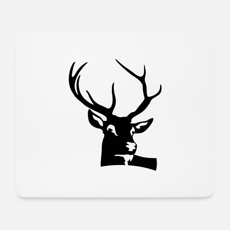 Kopf und Geweih eines Hirschs - Mousepad (Querformat) - Weiß