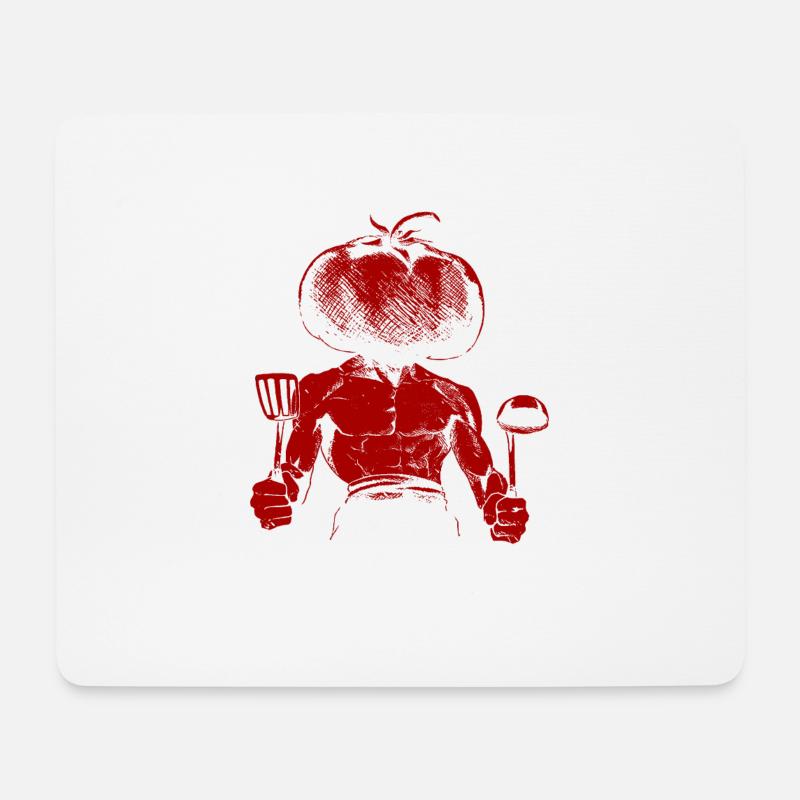 Tomato man cook muscles - Mouse Pad (horizontal) - white