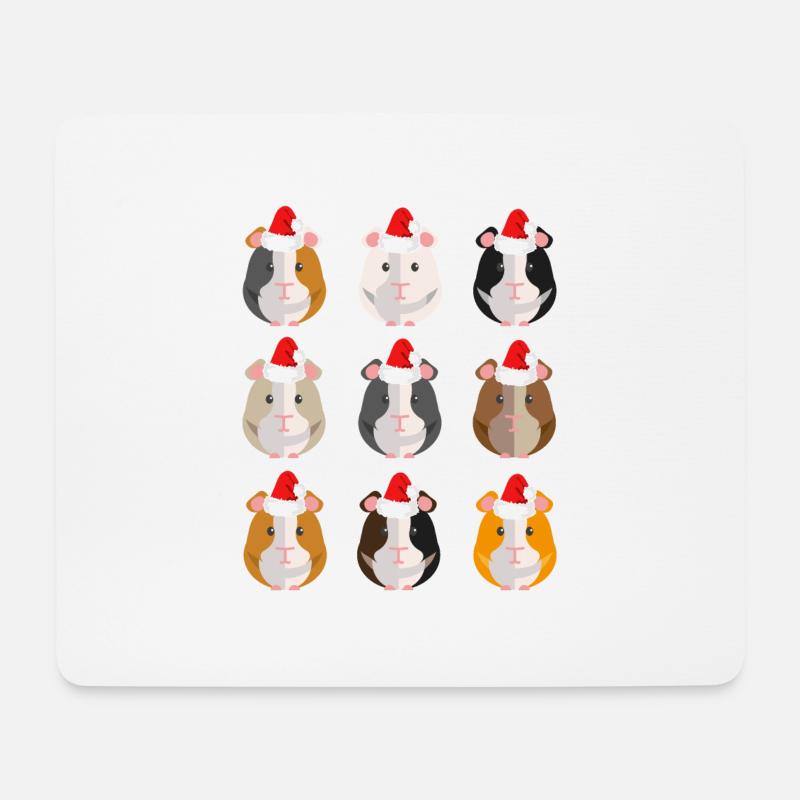 Guinea pig Christmas Santa Claus hat - Mouse Pad (horizontal) - white