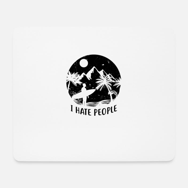 Ich hasse Leute Surfer Geschenk - Mousepad (Querformat) - Weiß