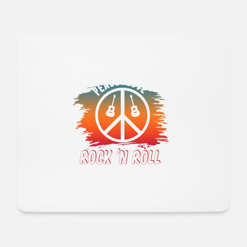 Peace Love Rock N‘Roll - Mousepad (Querformat) - Weiß
