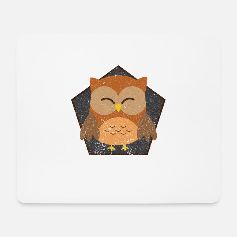 Uhu Eule - Mousepad (Querformat) - Weiß