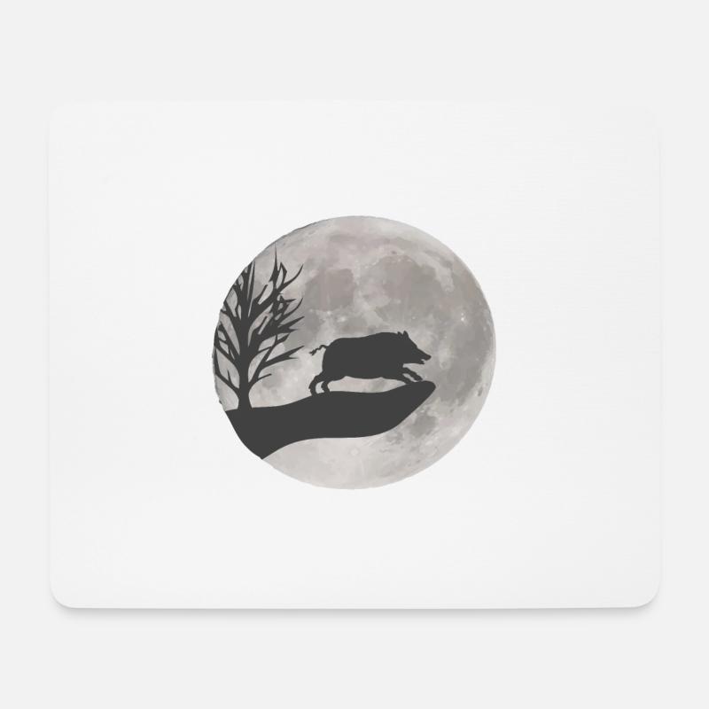 Wildschwein Zeichnung - Mousepad (Querformat) - Weiß