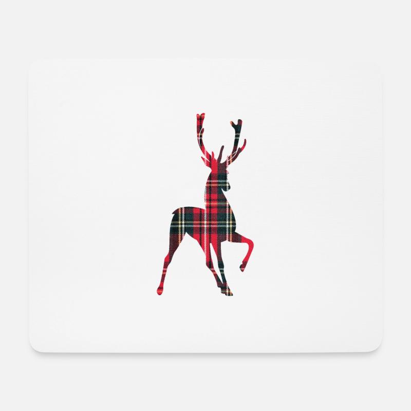 Prancing Hirsch rot und grün Plaid - Mousepad (Querformat) - Weiß