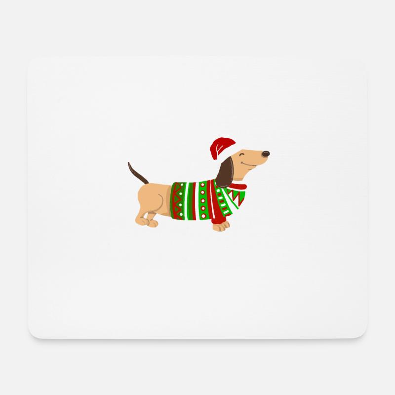Weihnachten Dackel Weihnachtsmann Geschenk lustig - Mousepad (Querformat) - Weiß