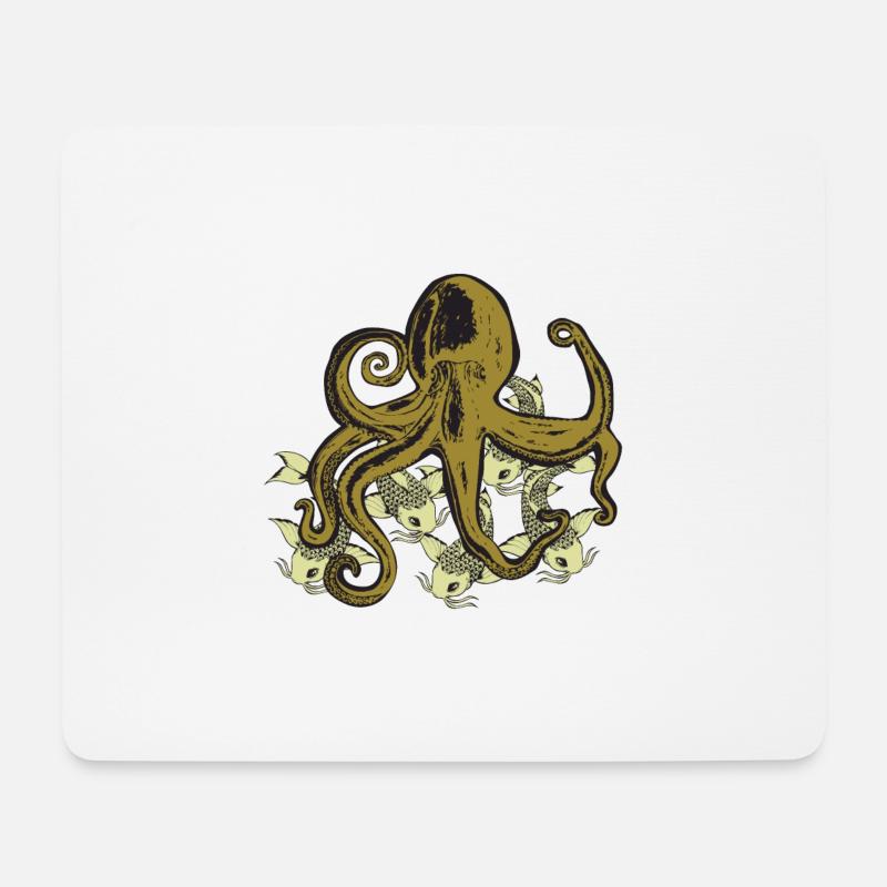 Koi meets octopus - Mouse Pad (horizontal) - white
