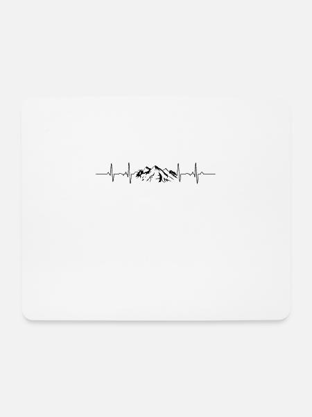 EKG Linie Berge Geschenkidee Skifahrer Wanderer - Mousepad (Querformat) - Weiß