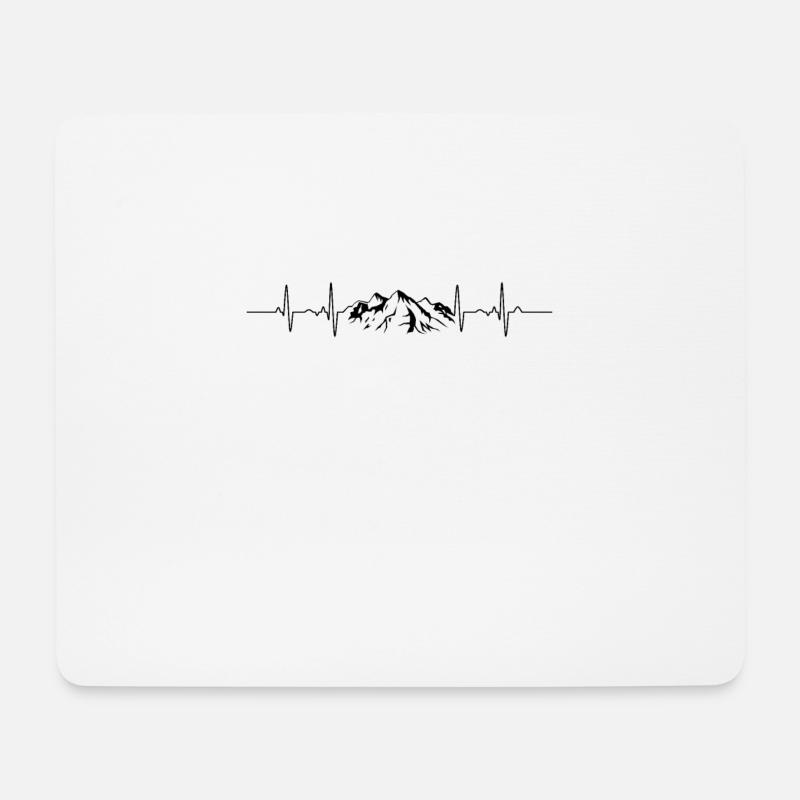 EKG Linie Berge Geschenkidee Skifahrer Wanderer - Mousepad (Querformat) - Weiß