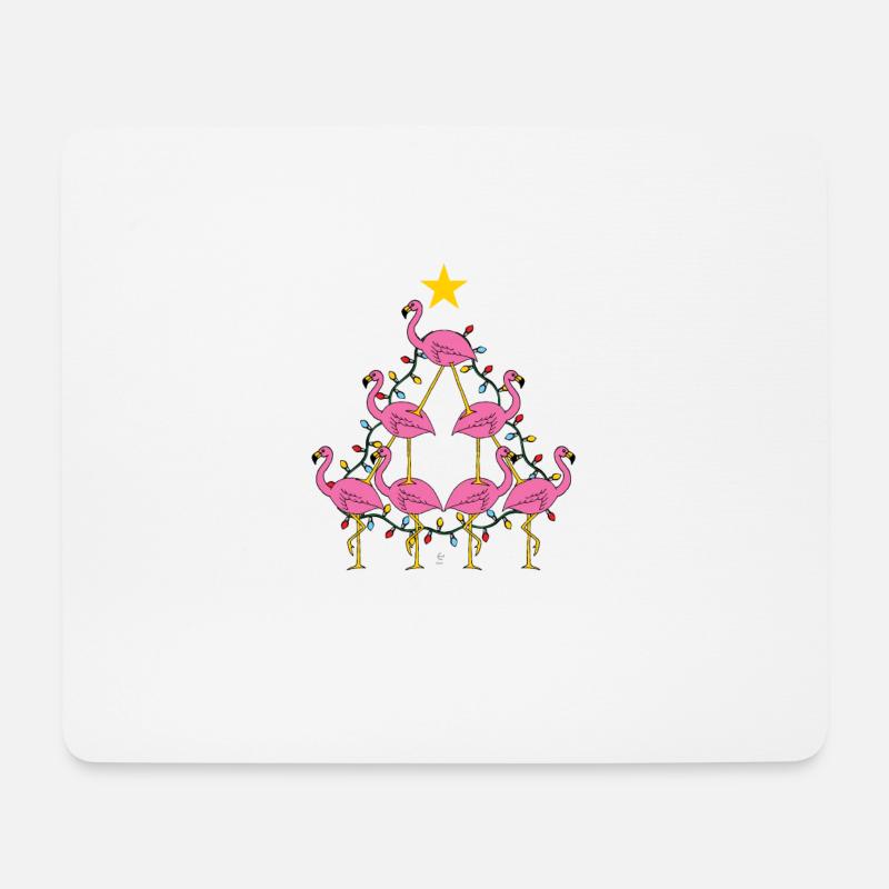 Flamingo Christmas tree gift - Mouse Pad (horizontal) - white