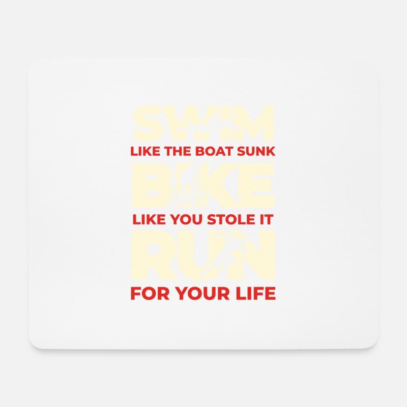 Lustig Triathlon Swim Bike Run Triathlet Geschenk - Mousepad (Querformat) - Weiß