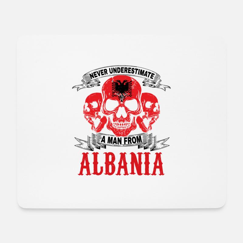Schädel Albanien albanische Flagge Geschenk - Mousepad (Querformat) - Weiß